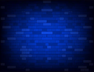 Dark blue brick wall. Realistic vector background