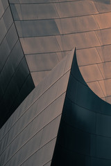 Architectural abstract of a metal clad building in Los Angeles, California