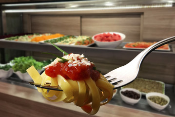 Sticker - Pasta with tomato sauce on fork