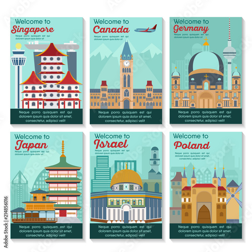 Fotografie, Tablou Set of different cities for travel