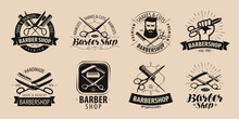 Barbershop, Hairdressing Salon Logo Or Label. Vector Illustration