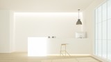 Fototapeta Przestrzenne - Reception counter interior 3D rendering in hotel -  minimal style