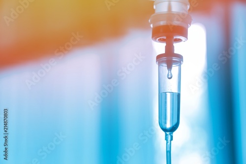 Fotomural Set iv fluid intravenous drop saline drip hospital room,Medical Concept,treatment emergency and injection drug infusion care chemotherapy, concept