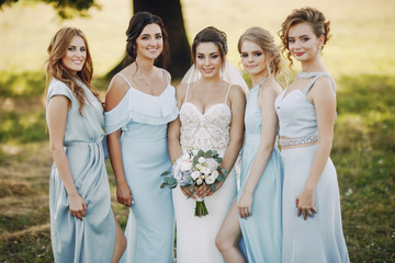 bride with bridesmaids