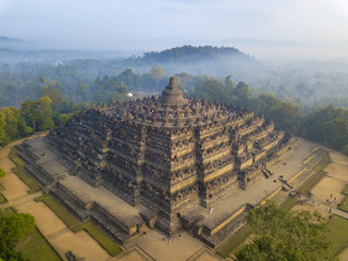 Wall Mural - Borobudur Buddhist Temple Drone View