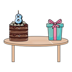 Sticker - birthday cake and gift box