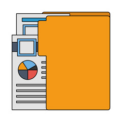 folder with documents files of statistics graphic