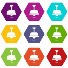 Sticker - Chandelier icons 9 set coloful isolated on white for web