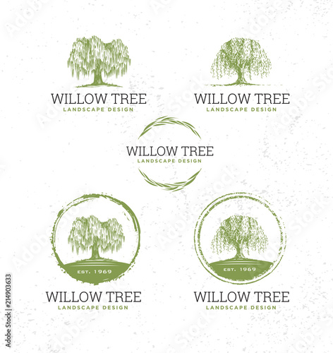 Fotografía Willow Tree Landscape Design Creative Vector Nature Friendly Sign Concept