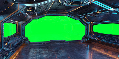 Poster - grunge spaceship interior background 3d rendering
