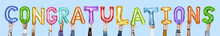 Rainbow Alphabet Balloons Forming The Word Congratulations