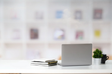 Sticker - office desk with laptop.