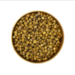 Wall Mural - One bronze metal bowl full of green peppercorns