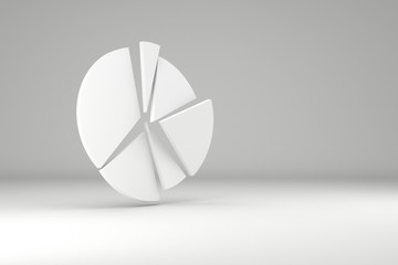 Circle diagram. Pie chart with copy space. 3d render.