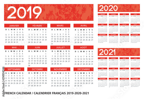 Fényképezés French language textured calendar 2019-2020-2021