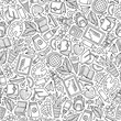 © balabolka - Cartoon hand-drawn Back to School seamless pattern
