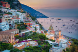 Positano. Aerial image of famous city Positano located on Amalfi Coast, Italy during sunrise.