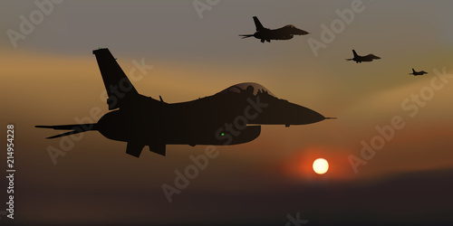 Foto avion de chasse - guerre - avion - escadrille - F16 -combat aérien - militaire -