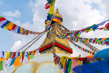 Boudhanath Stupa And Prayer Flags In Kathmandu