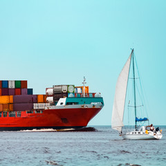 Sticker - Red container ship underway