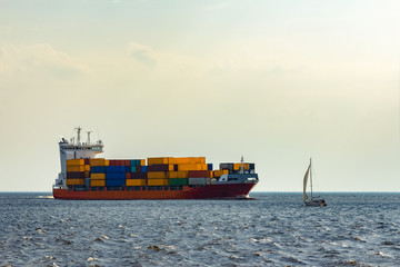 Sticker - Red container ship underway