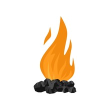 Coal Fire Icon. Flat Illustration Of Coal Fire Vector Icon For Web Isolated On White