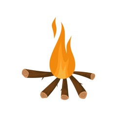 Sticker - Camping fire icon. Flat illustration of camping fire vector icon for web isolated on white