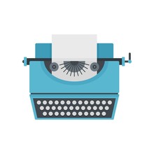 Vintage Typewriter Icon. Flat Illustration Of Vintage Typewriter Vector Icon For Web Isolated On White