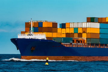 Sticker - Blue container ship underway