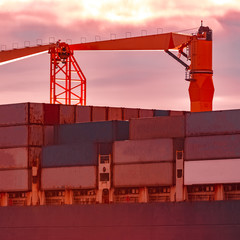 Poster - Blue container ship underway