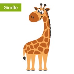  Brown Giraffe. Cartoon character on a white background. Vector illustration.
