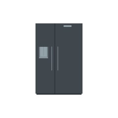 Canvas Print - Black fridge icon. Flat illustration of black fridge vector icon for web isolated on white