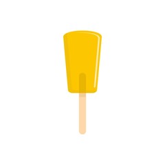 Sticker - Yellow ice cream icon. Flat illustration of yellow ice cream vector icon for web isolated on white