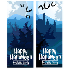 Two vertical cards on the theme of the Halloween holiday. Vector illustration.