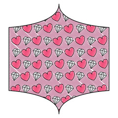 Canvas Print - Diamonds and hearts pattern