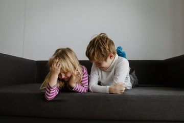 Wall Mural - brother and sister rivalry, dispute, anger, disagreement, stress