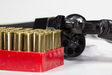 Wall Mural - A 357 Magnum Handgun and bullets on a table