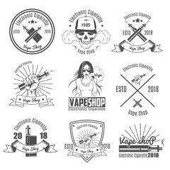 Set of Vintage Emblems.For vape shop.vector illustration