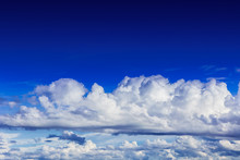 Beautiful Deep Blue Sky Cloud With Clear Space For Text