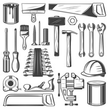 Construction, House Repair Or Carpentry Tool Icons