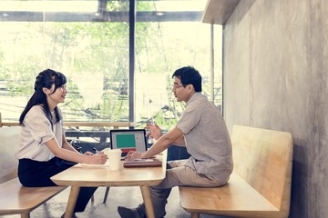 Wall Mural - Business team people discussion at coffee shop