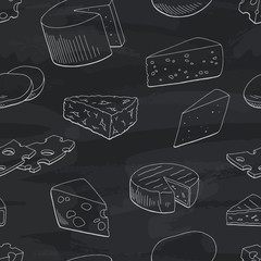 cheese graphic blackboard black white seamless pattern sketch background illustration vector