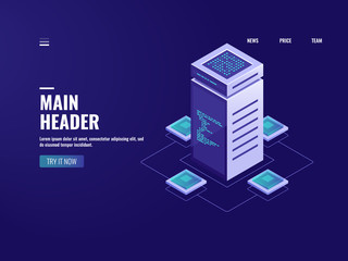 Wall Mural - server room isometric big data processing, cloud storage, blockchain technology, data center and dat