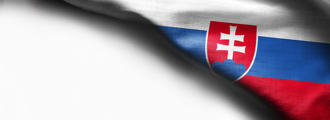 Wall Mural - Fabric Flag of Slovakia on white background