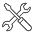 © amin268 - Screwdriver and wrench line icon, settings and repair, service sign, vector graphics, a linear pattern on a white background, eps 10.