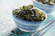 Crispy dried seaweed nori with sesame and sea salt. Asian cuisine