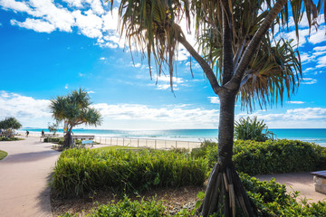 MOOLOOLABA, AUSTRALIA, JUL 22 2018: People enjoying summer at Mooloolaba beach - a famous tourist destination in Australia.