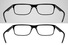 Realistic Glasses For Vision, Back View, Isolated On White