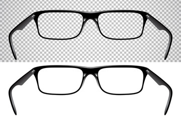 realistic glasses for vision, back view, isolated on white