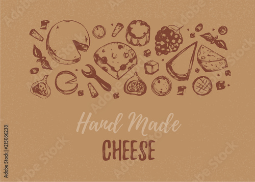 Grunge Cheese Horizontal Banner Restaurant Menu On Crafted Paper
